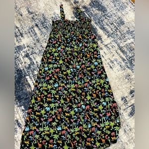 Black dress with animals and trees